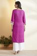 Purple Viscose Rayon Printed Straight Kurta image number 5