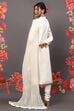 Rohit Bal Off White Cotton Blend Straight Kurta Suit Set