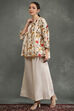 Cream-Colored Silk Chanderi Floral Printed Gathered Co-ord Set image number 3