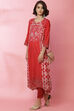 Turquoise Rayon A-Line Printed Dress image number 4