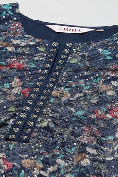 Teal Polyester Straight Kurta Garara Suit Set image number 2