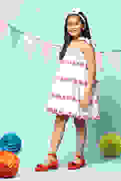 White Cotton Tiered Dress image number 2