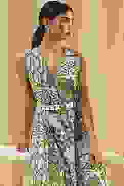 Green Cotton Printed Flared Jumpsuit image number 6