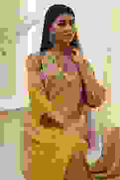 Mustard Yellow Floral Straight Kurta Set image number 7