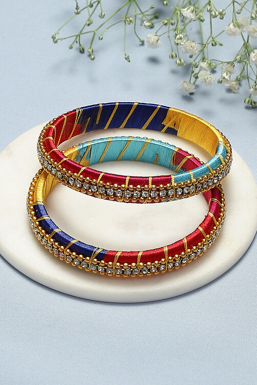 Multicolor Plastic-Thread Bangles image number 0