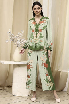 Green Floral Printed Co-ord Set image number 6