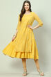 Yellow Art Silk Straight Embroidered Kurta