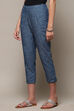 Blue Cotton Narrow Pants image number 2