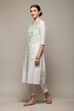 Blue Cotton Straight Printed Kurta image number 2