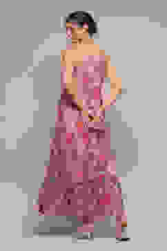 Coral Polyester Tiered Dress image number 4