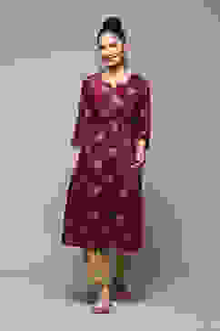 Pink & Purple Poly Viscose Straight Printed Kurta image number 5