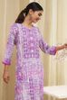 Lavender Printed Straight Kurta image number 6
