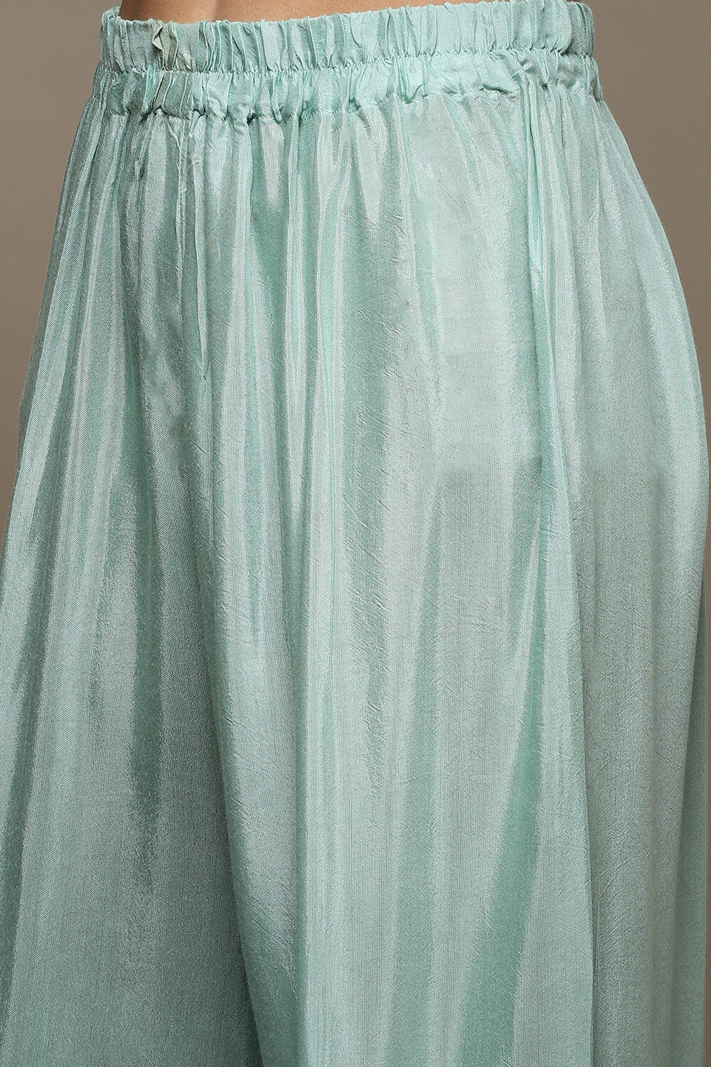 Turquoise Organza Machine Embroidered Unstitched Suit Set image number 3