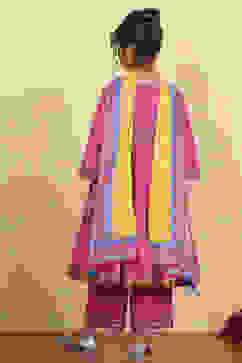 Pink Cotton Solid Tiered Suit Set image number 4