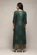 Navy Blue Cotton Straight Printed Kurta Capri Suit Set image number 4