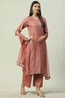 Earthy Peach Cotton Blend Straight Kurta Palazzo Suit Set