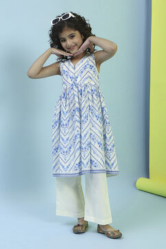 Cream Cotton Gathered Suit Set image number 0