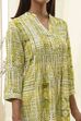 Lime Green Printed Straight Short Kurta image number 1
