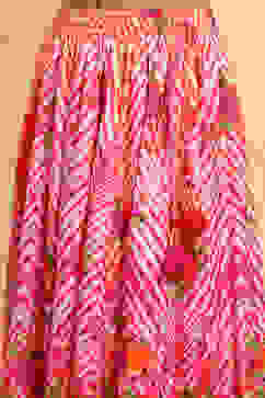 Coral Polyester Blend Short Straight Lehenga Set image number 2