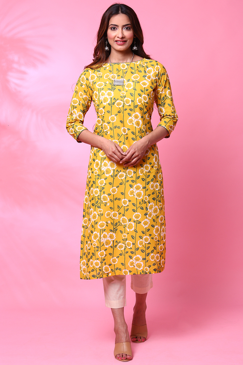 Black Cotton Straight Printed Kurta image number 3