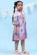 Lavender Rayon Flared Printed Dress image number 3