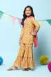 Yellow Poly Viscose Straight Printed Suit Set