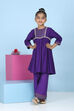 Purple Striped Yoke Gathered Suit Set