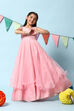 Pink Cotton Blend Gathered Gown image number 0