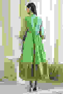 Green Yarn-Dyed Flared Kurta image number 3