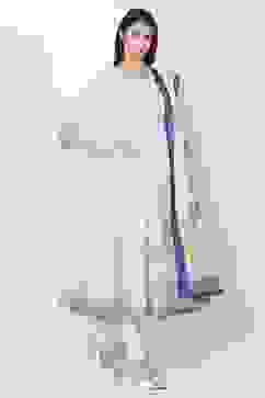 Off White Straight Kurta Churidar Suit Set image number 3