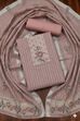Blue Linen Stripe With Handwork Unstitched Suit Set image number 1