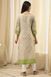 Green Cotton Printed Straight Kurta image number 4