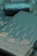 Turquoise Cotton Printed Embroidered Unstitched Suit Set image number 1