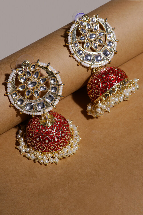 Blue Kundan Jhumkas image number 2