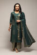 Navy Blue Cotton Straight Printed Kurta Capri Suit Set image number 7