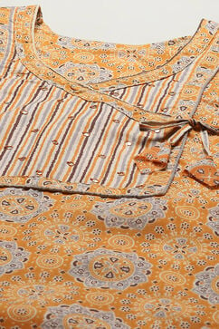Yellow Cotton Blend Unstitched Suit Set image number 2