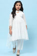 White Cotton Viscose Khadi Print Gathered Suit Set image number 7
