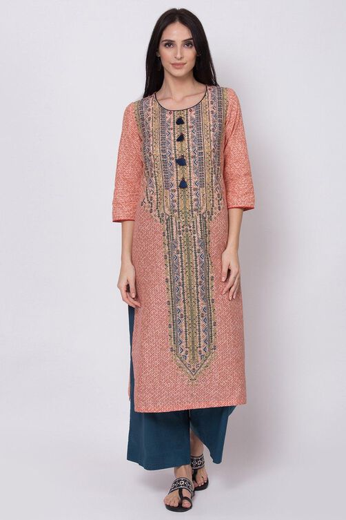 Peach Straight Kurta image number 0