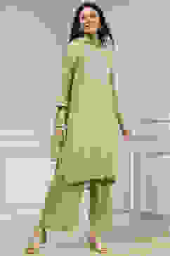 Sage Green Solid Straight Suit Set image number 5