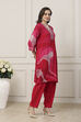 Pink Viscose Rayon Straight Suit Set image number 5
