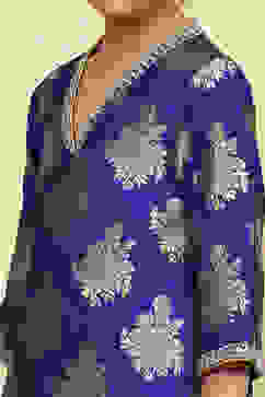 Purple Polyester Textured Flared Kurta Pants Set image number 1