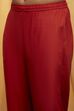 Red Solid Rayon Embroidered Yoke Kurta Set image number 2