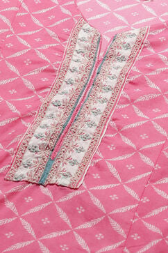 Pink Cotton Anarkali Kurta Palazzo Suit Set image number 2