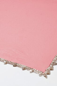 Coral Pink Art Silk Anarkali Kurta Churidar Suit Set image number 5