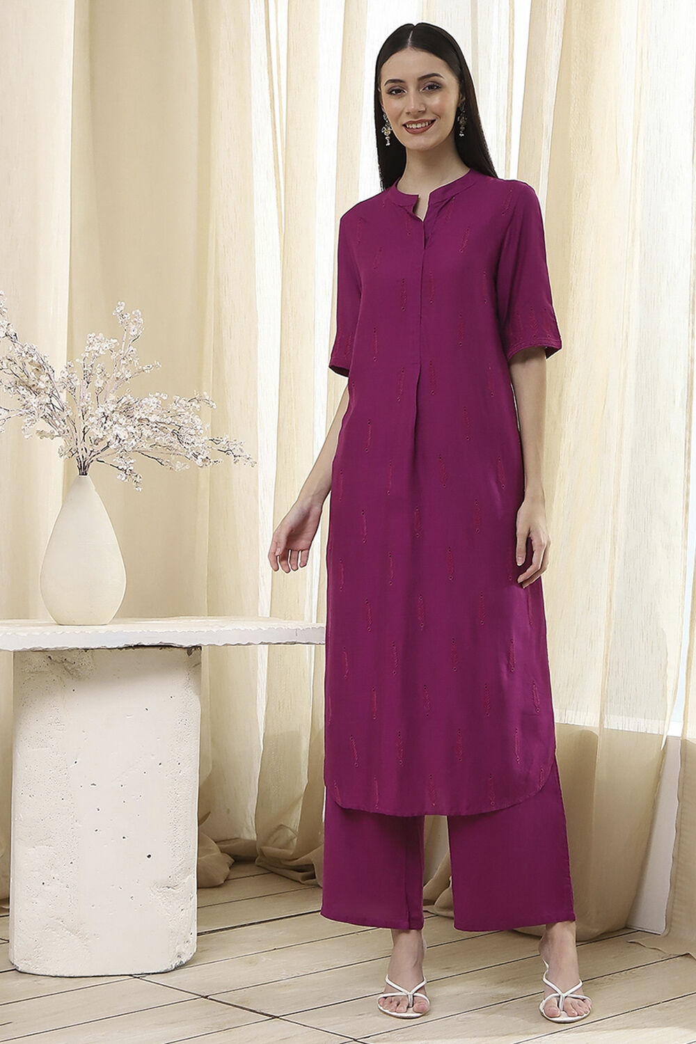 Blush Pink Straight Kurta Set image number 0