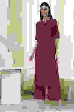 Purple Solid Straight Kurta Set image number 0