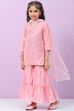 Pink Art Silk Straight Kurta Sharara Suit Set image number 5