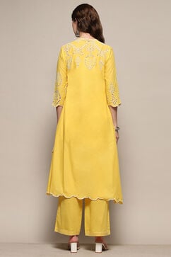 Yellow Cotton Asymmetric Suit Set image number 4