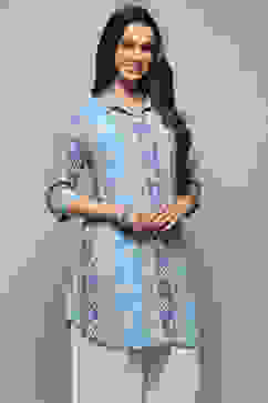 Blue Rayon Straight Kurti image number 4