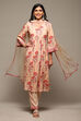 Beige Rayon Straight Kurta Pants Suit Set image number 0